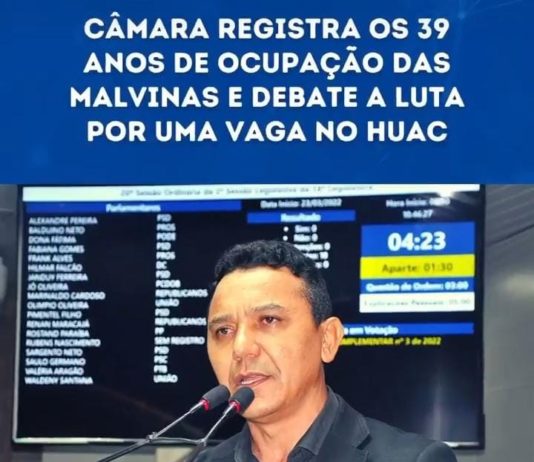 O vereador Janduy Ferreira tratou do bairro das Malvinas, que se iniciou com a ocupação de mais de 3 mil pessoas no Conjunto Habitacional Álvaro Gaudêncio em 23 de março de 1983, completando seus 39 anos de existência. O vereador Janduy disse que ‘a nossa geração tem como obrigação lutar pelas melhorias da Malvinas e dos bairros acostados’ – registrou.