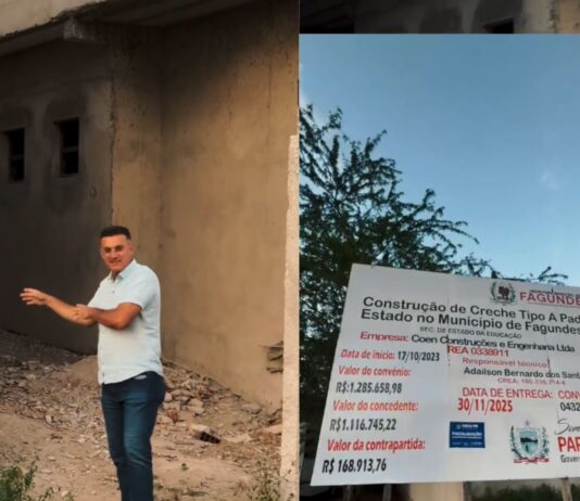 Sargento Neto denuncia obra inacabada do Governo do Estado na zona rural de Fagundes