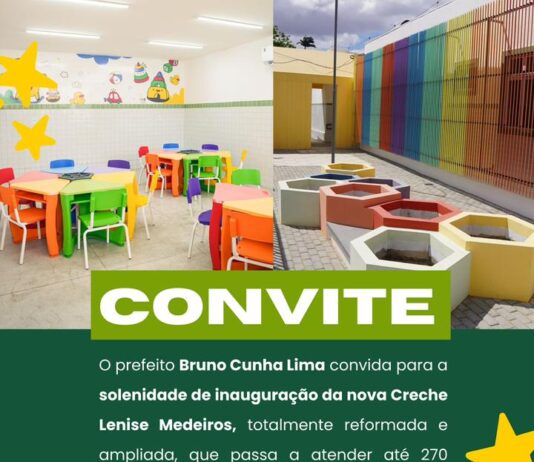 Bruno entrega nova creche municipal para atender 270 crianças em Campina Grande, nesta terça